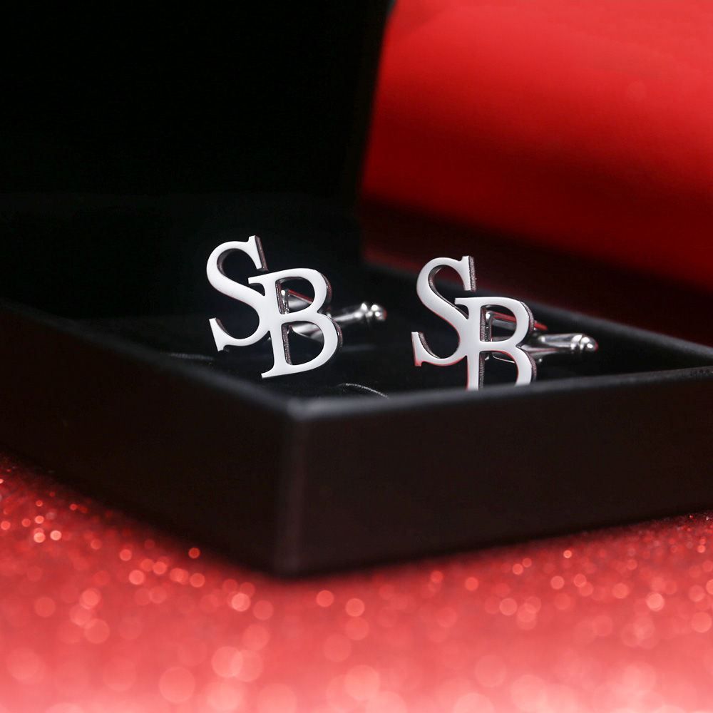 Men'S Grooming Boxes - Tangula Custom Initials Cufflinks Stainless steel