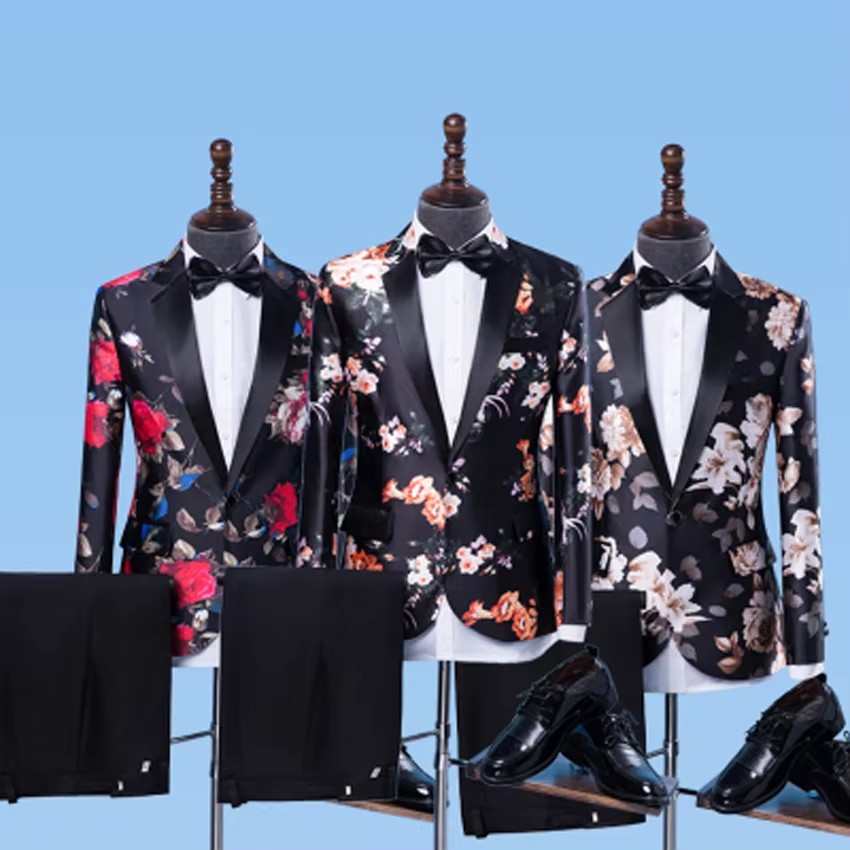 Men'S Grooming Jacket - Auriparus flaviceps Floral Groom Tuxedos 2